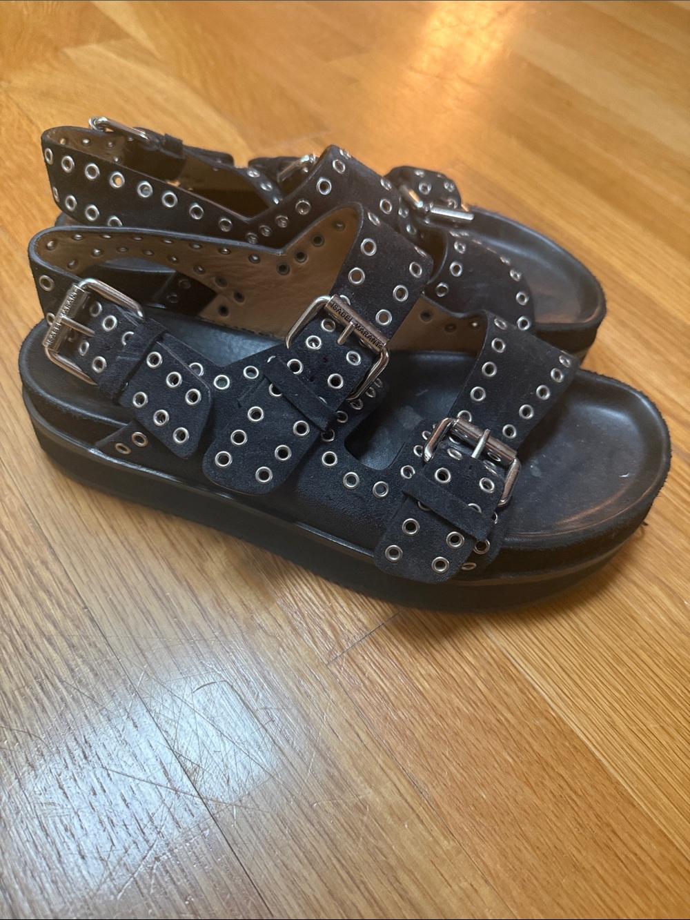 Isabel marant platform Black Studded Buckle Sandals
